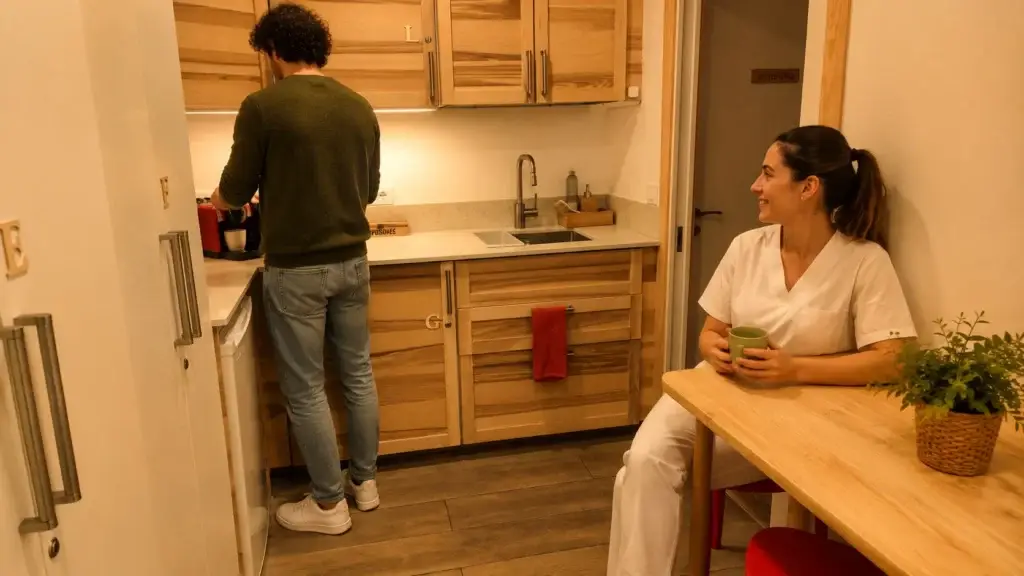 Professionals de la salut fent una pausa a l’office del Fòrum de Salut
